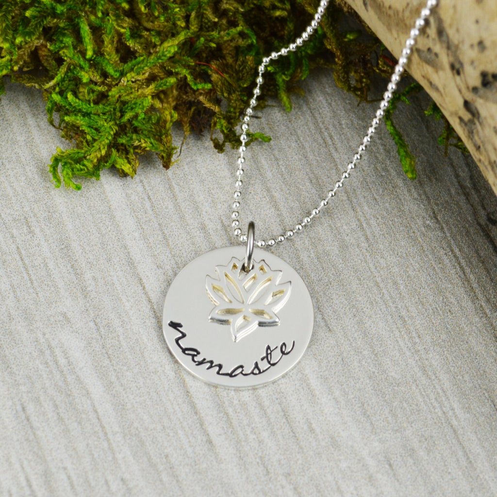Namaste Sterling Silver Necklace with Lotus