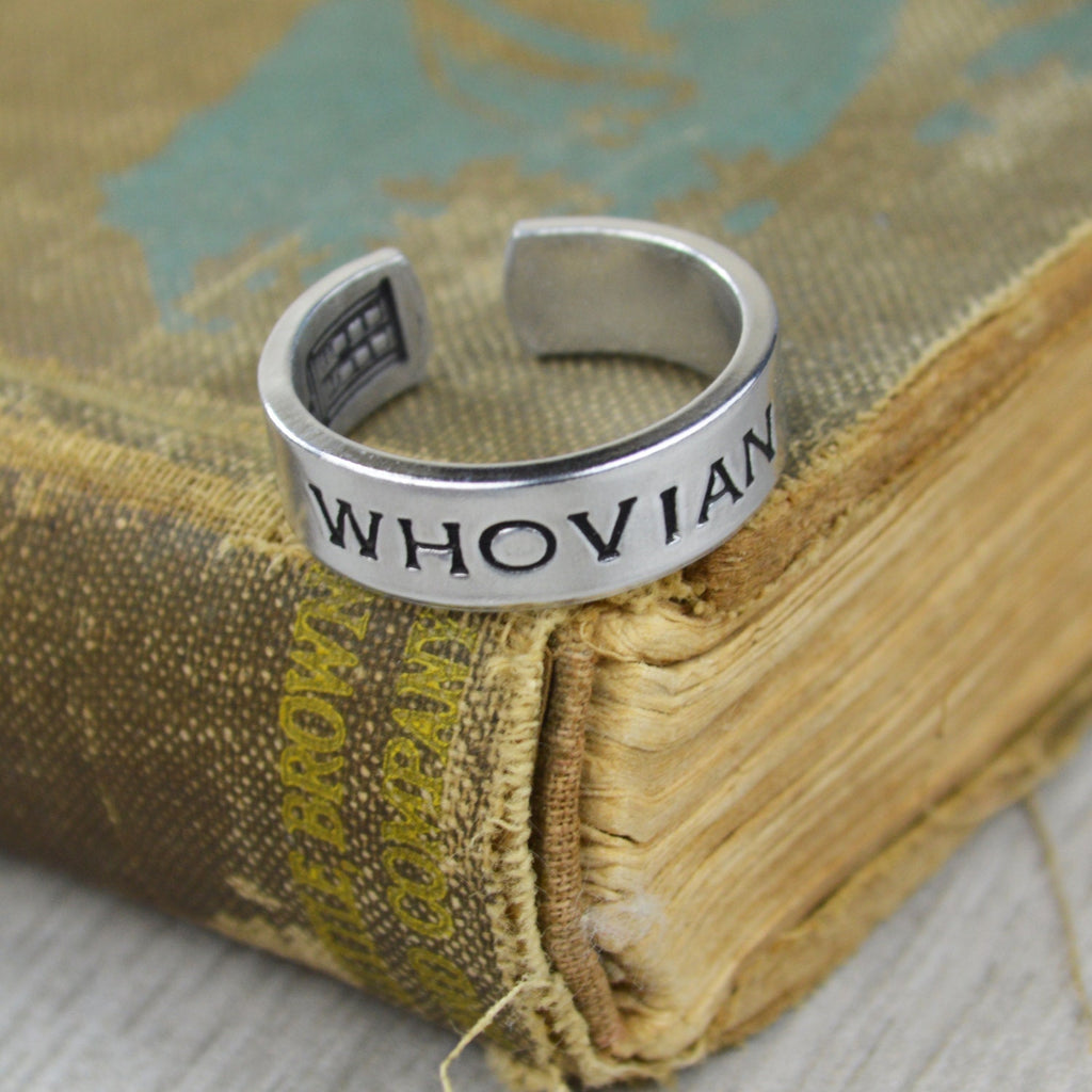 Whovian Tardis Ring //Handstamped Dr. Who - Doctor Who Jewelry