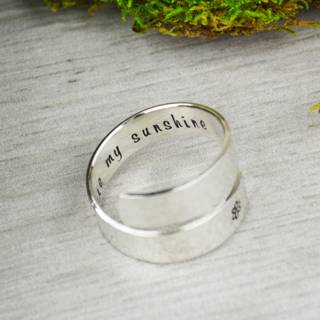 You Are My Sunshine Wrap Ring // Handstamped Jewelry Twist Ring