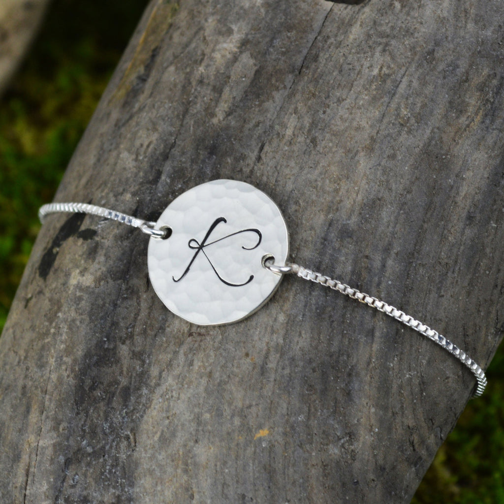Personalized Bar Bracelet with Initial // Handstamped Jewelry