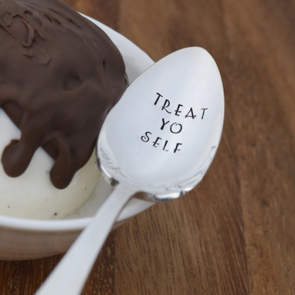 Treat Yo Self Hand Stamped Ice Cream Spoon 