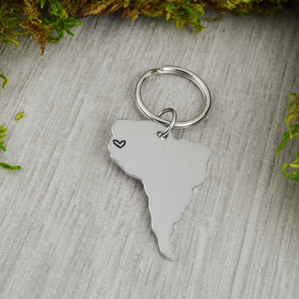 South America Keychain - Best Friend Gift - Couples Gift - Long Distance Love