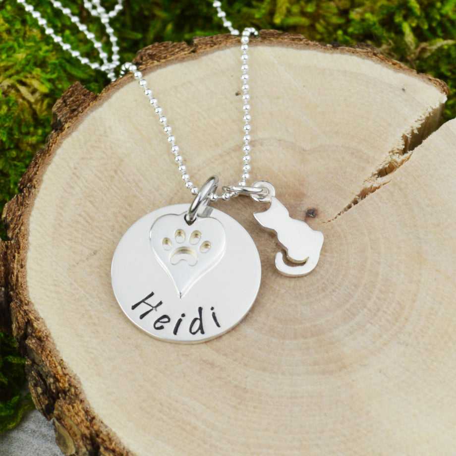 1 Personalized Cat Necklace in 925 Sterling Silver - CatsForLife