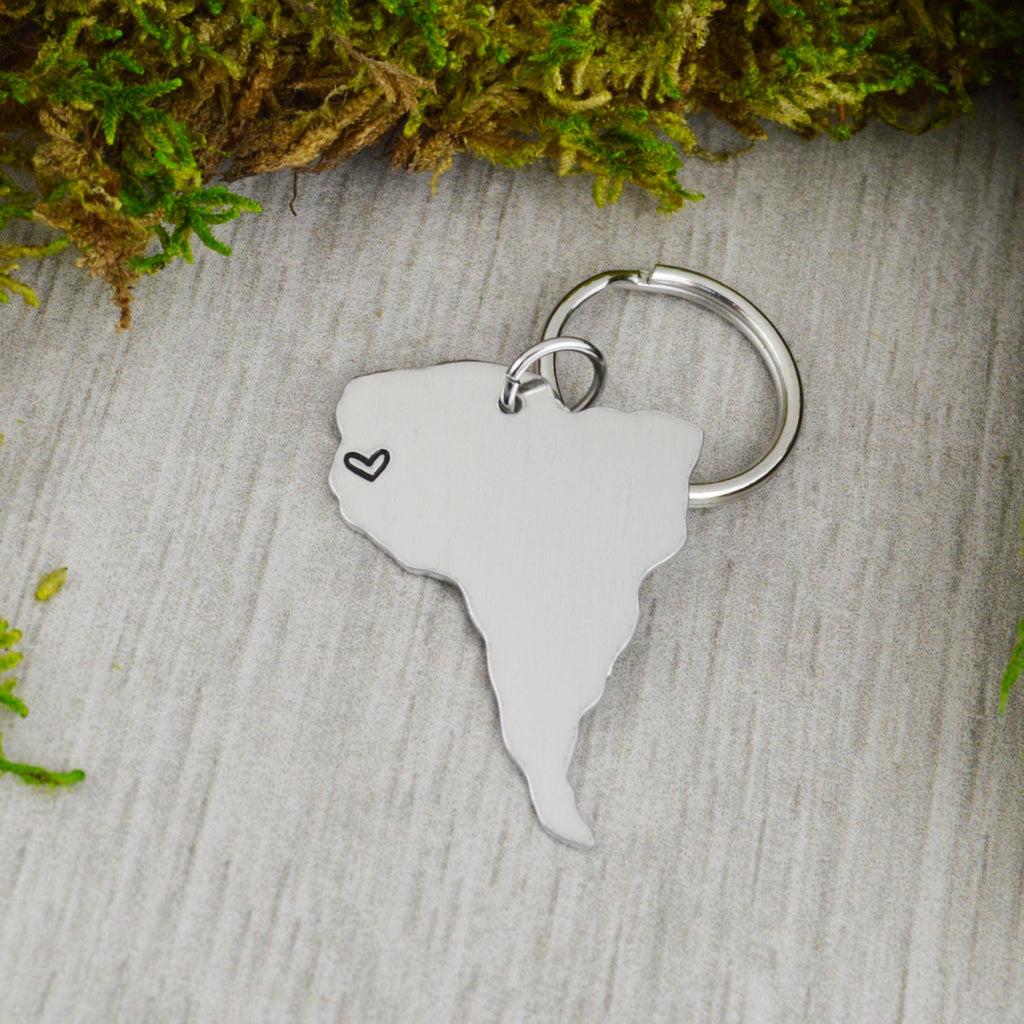 South America Keychain - Best Friend Gift - Couples Gift - Long Distance Love