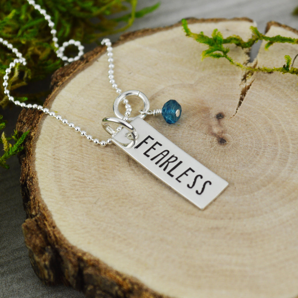 Fearless Inspirational Vertical Bar Necklace - Custom Hand Stamped Jewelry