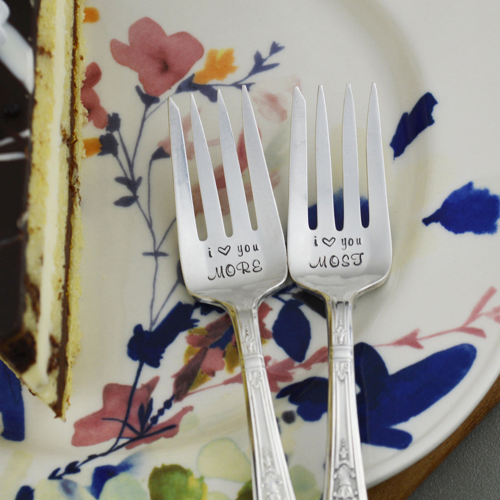 I Love You More I Love You Most Hand Stamped Forks 