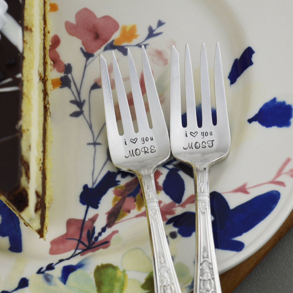 I Love You More I Love You Most Hand Stamped Forks 