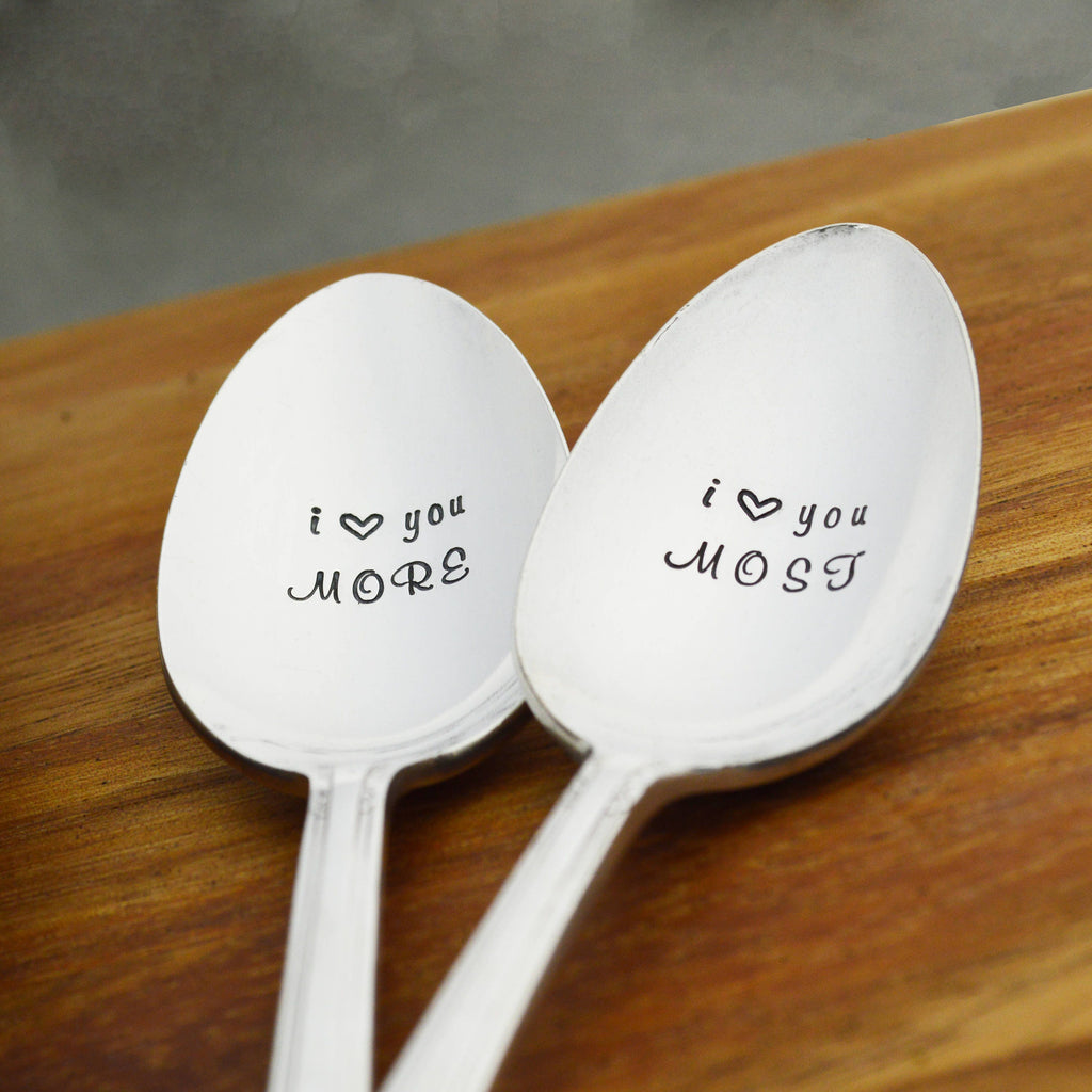 I Love You More I Love You Most Hand Stamped Coffee Spoon Gift Set 