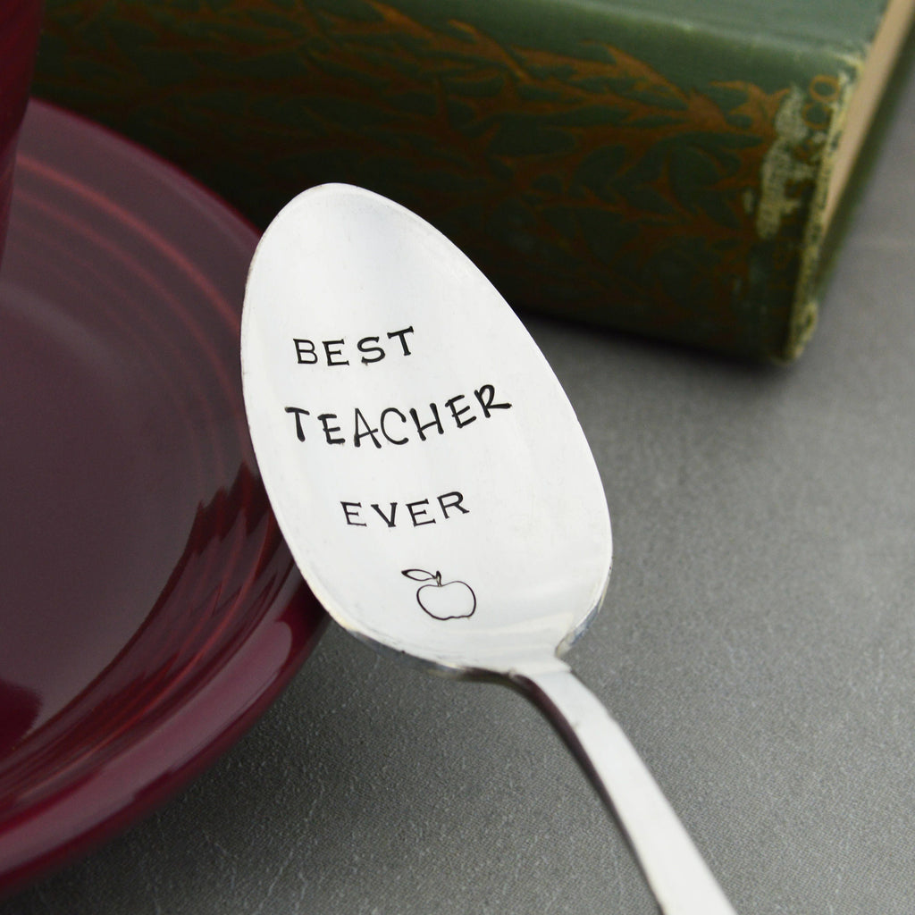 Best Teacher Ever Hand Stamped Vintage Spoon 
