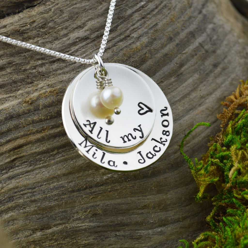 Hand Stamped All My Love Mothers Necklace 