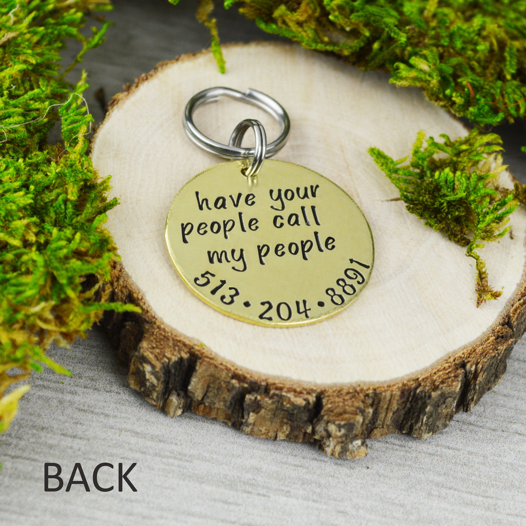 Have Your People Call My People Handstamped Pet ID Tag 