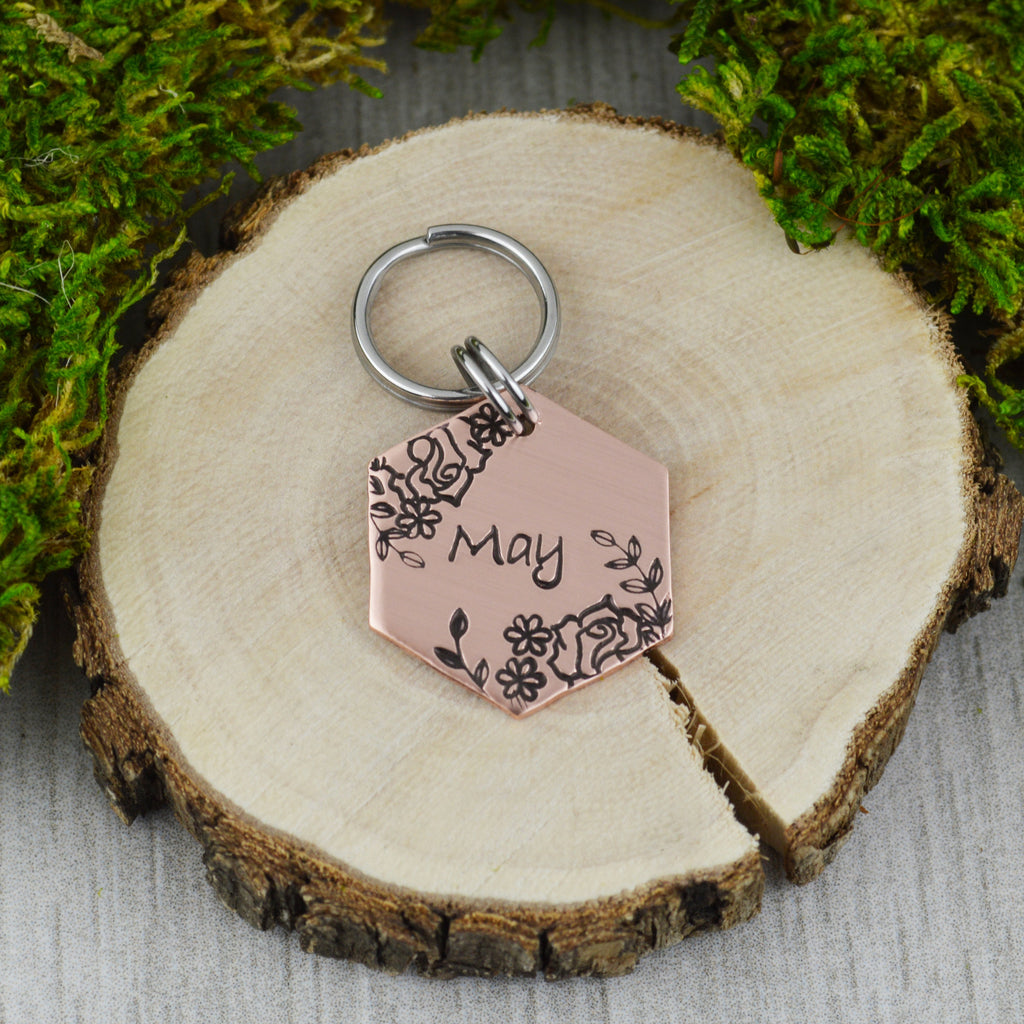 In the Garden Handstamped Pet ID Tag 