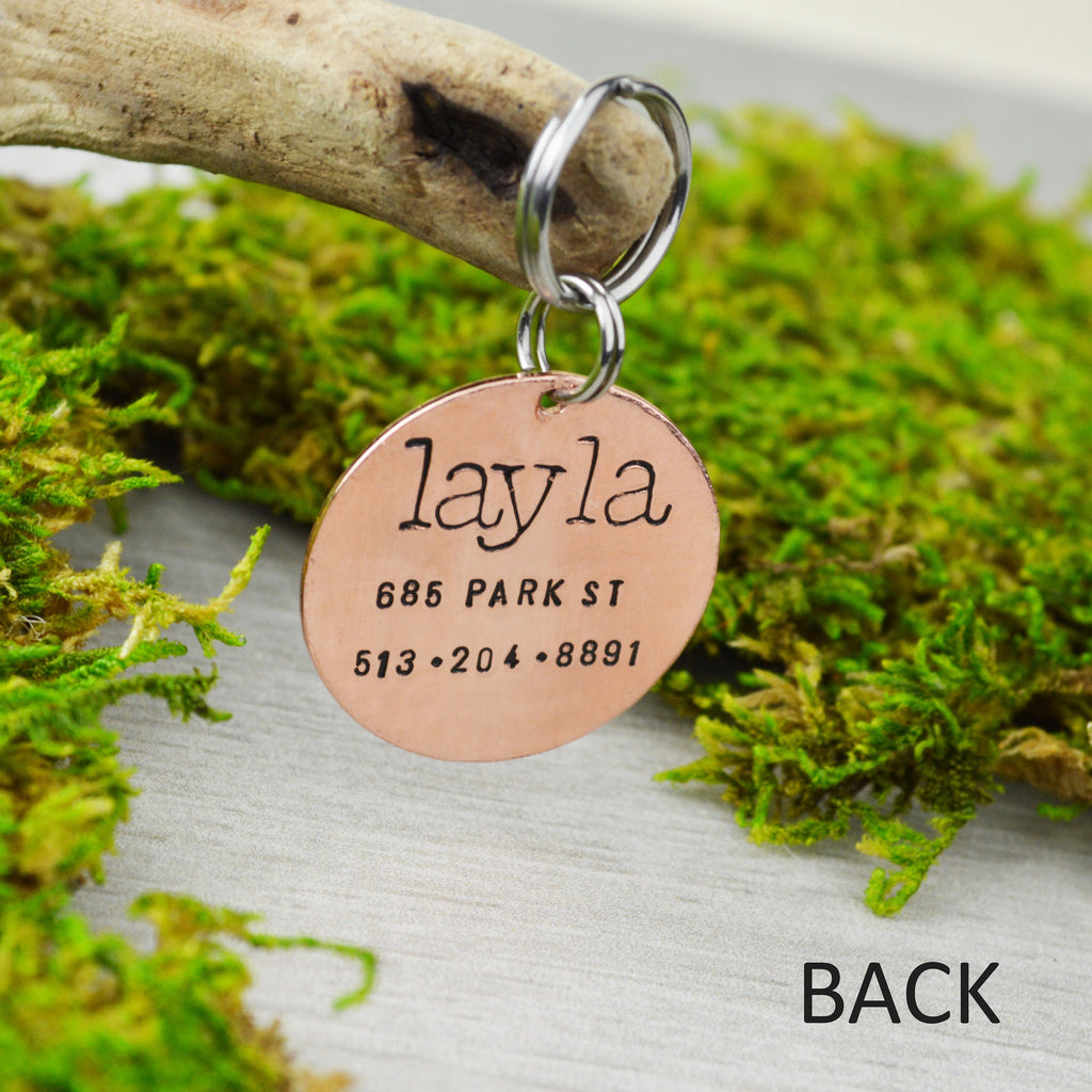 Camping Under the Lights Handstamped Pet ID Tag 