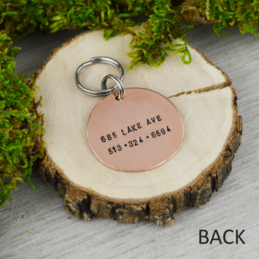 View of the Forest Handstamped Pet ID Tag 