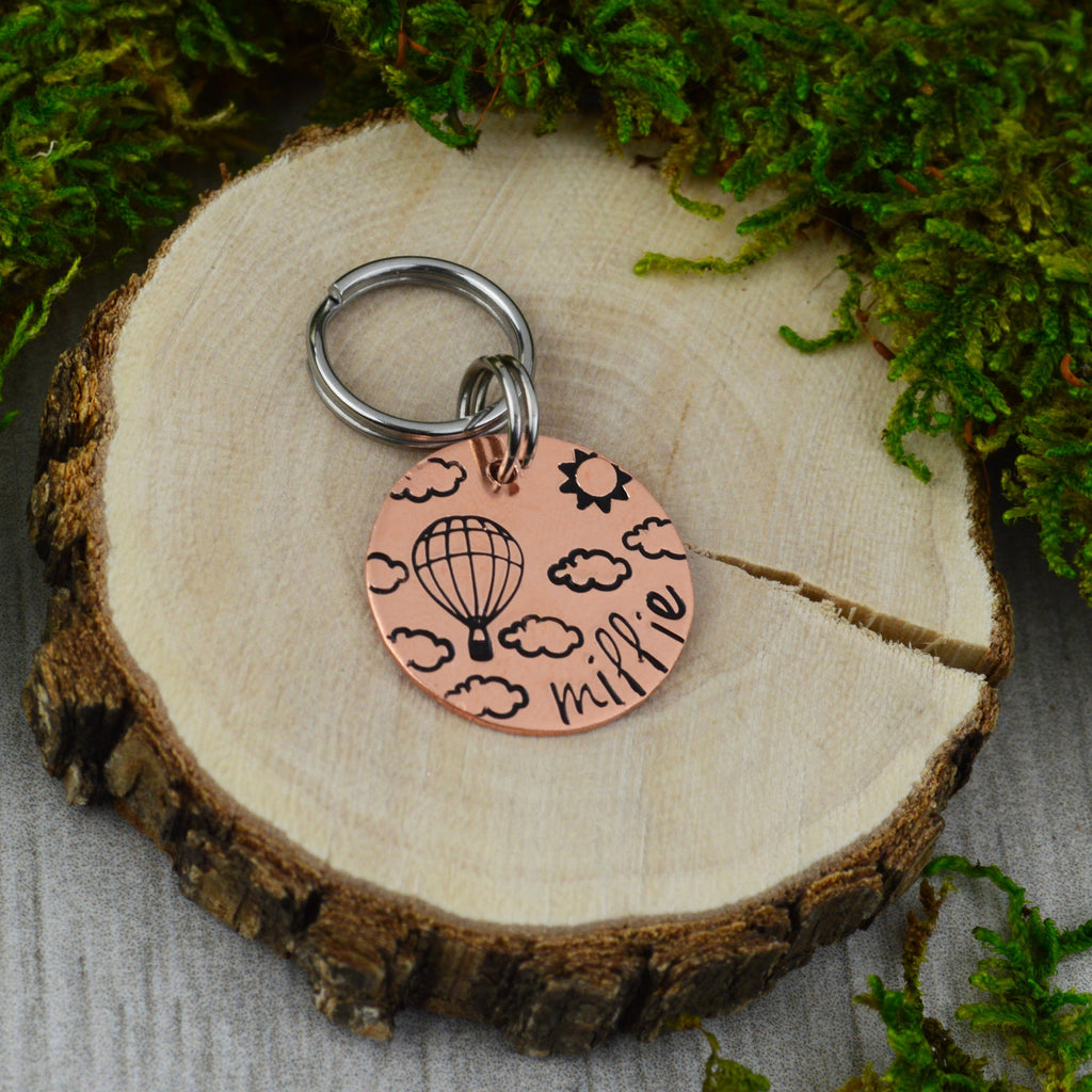 In The Clouds Handstamped Pet ID Tag • Personalized Pet/Dog ID Tag • Dog Collar Tag • Custom Engraved Cat Tag