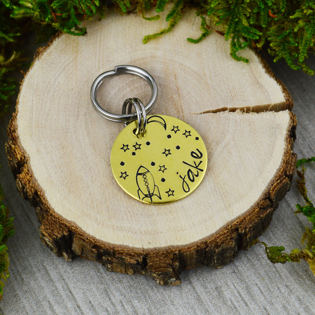 Shoot for the Stars Handstamped Pet ID Tag 