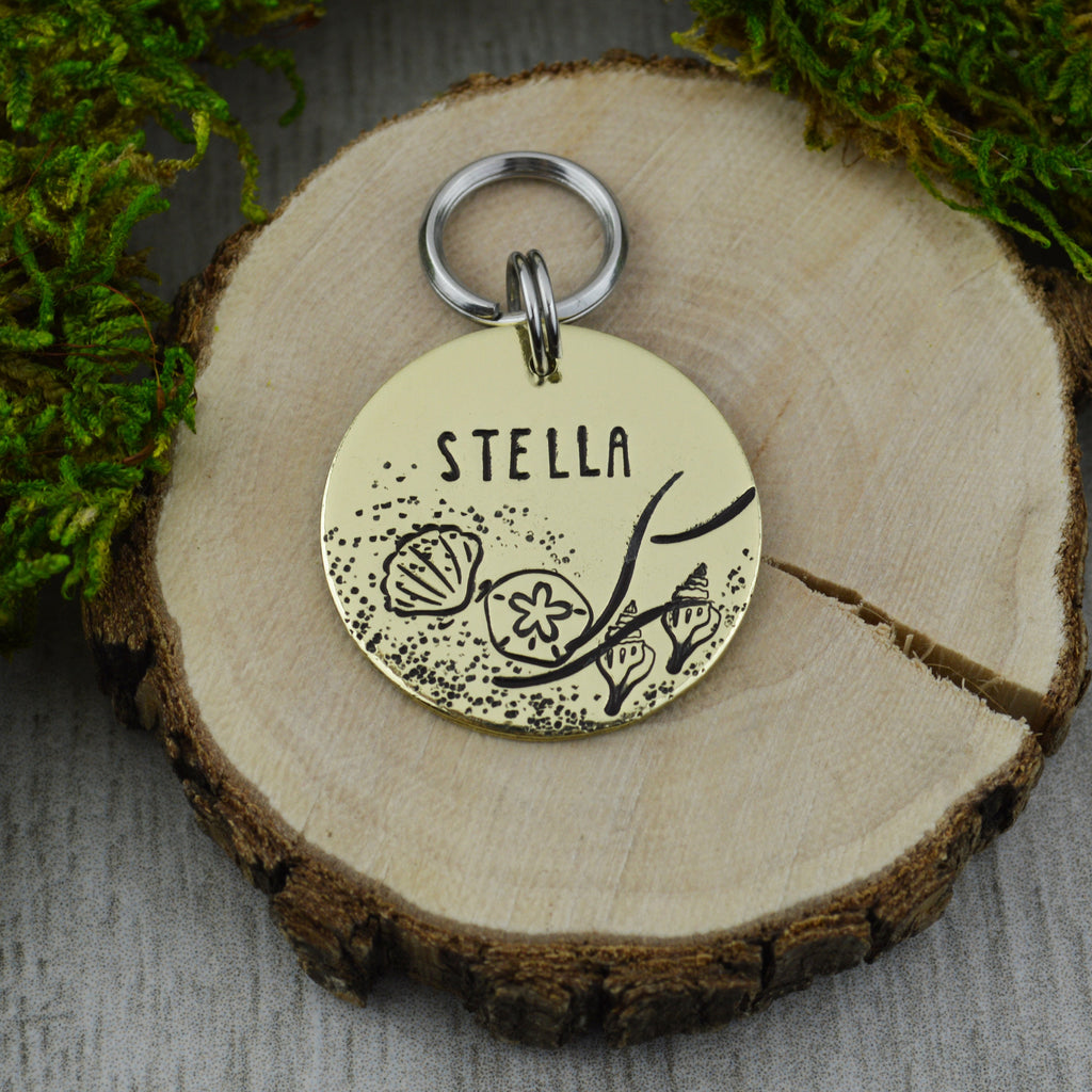 On the Shore Handstamped Pet ID Tag 