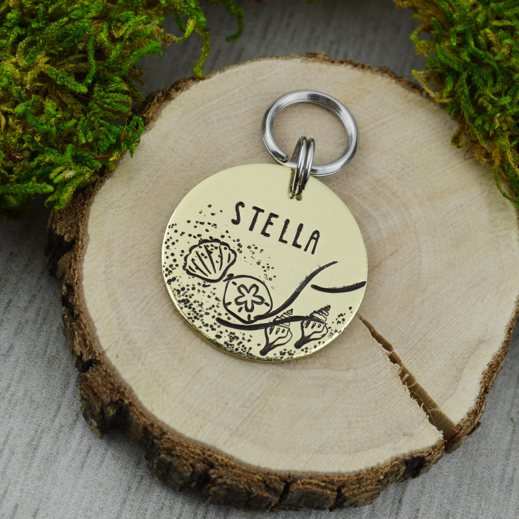 On the Shore Handstamped Pet ID Tag 
