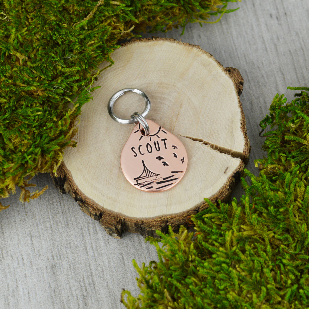 On The Water Handstamped Mini Pet ID Tag 