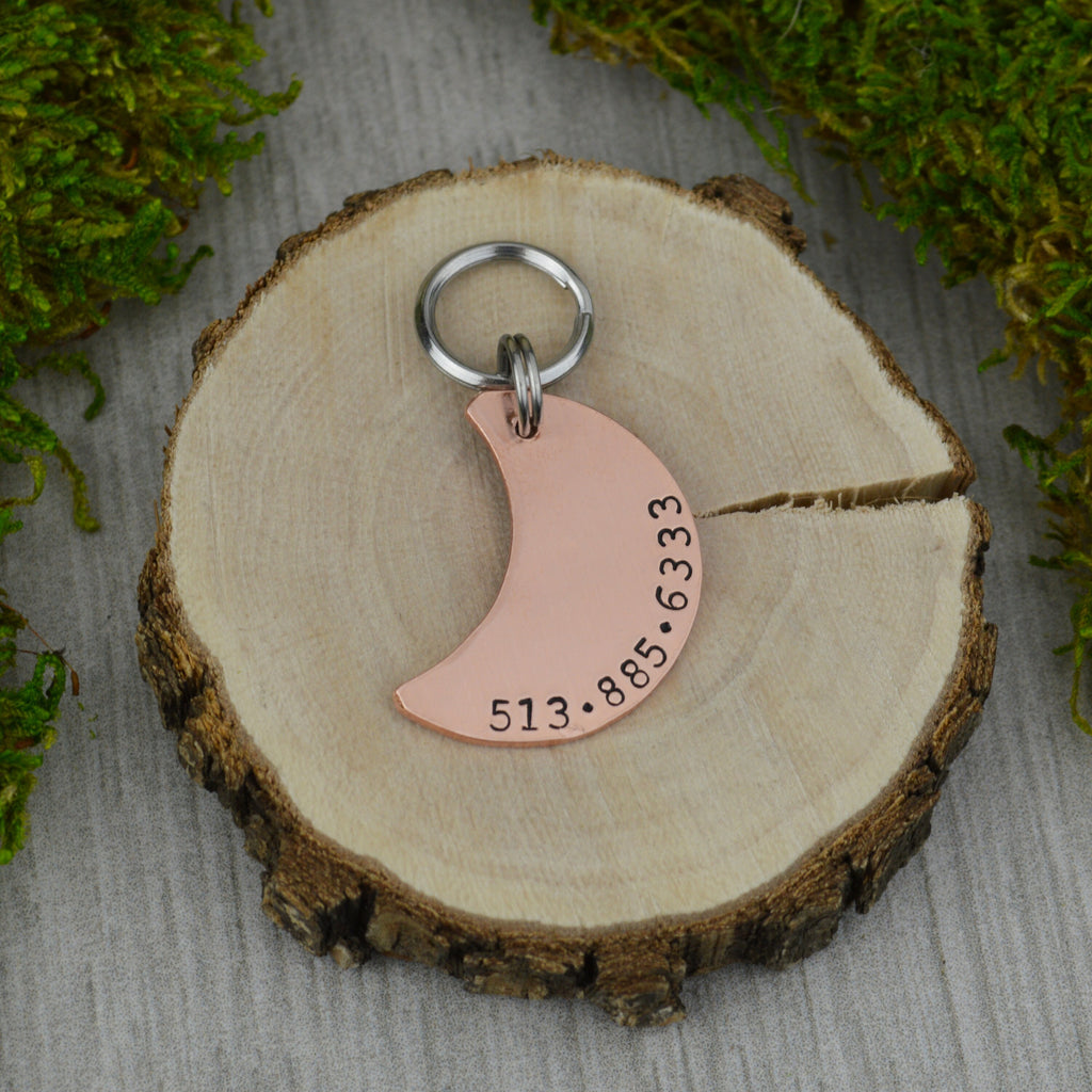 Autumn Moon Handstamped Pet ID Tag 
