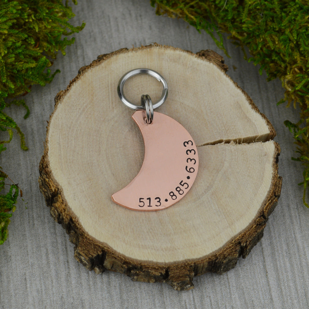 Name on the Moon Handstamped Pet ID Tag 