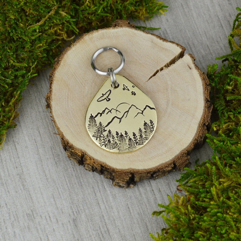 Above the Peaks Handstamped Pet ID Tag 