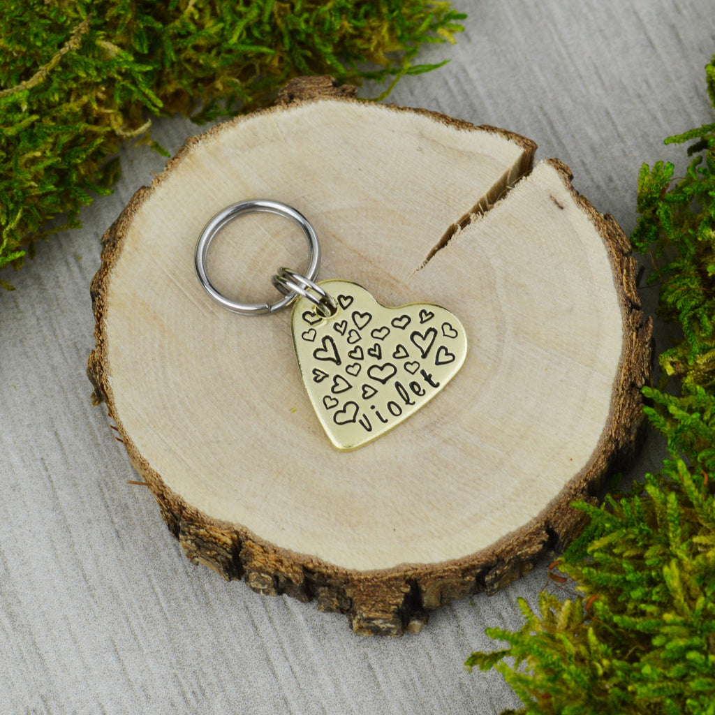 So Many Hearts! Handstamped Pet ID Tag 