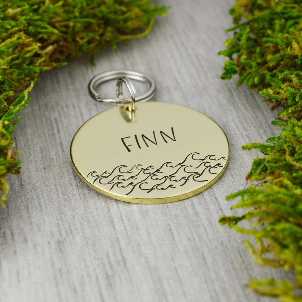 Catch a Wave Handstamped Pet ID Tag 