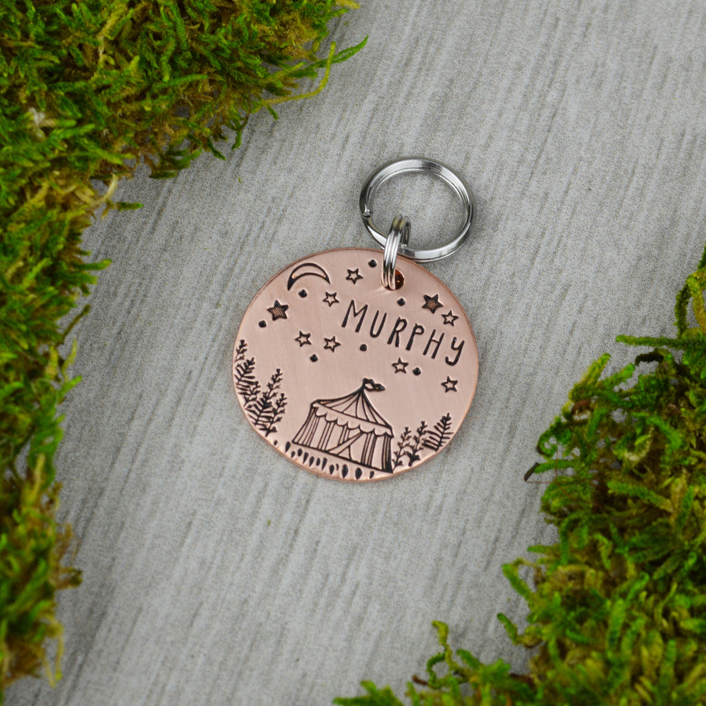 Circus Tent Handstamped Pet ID Tag 