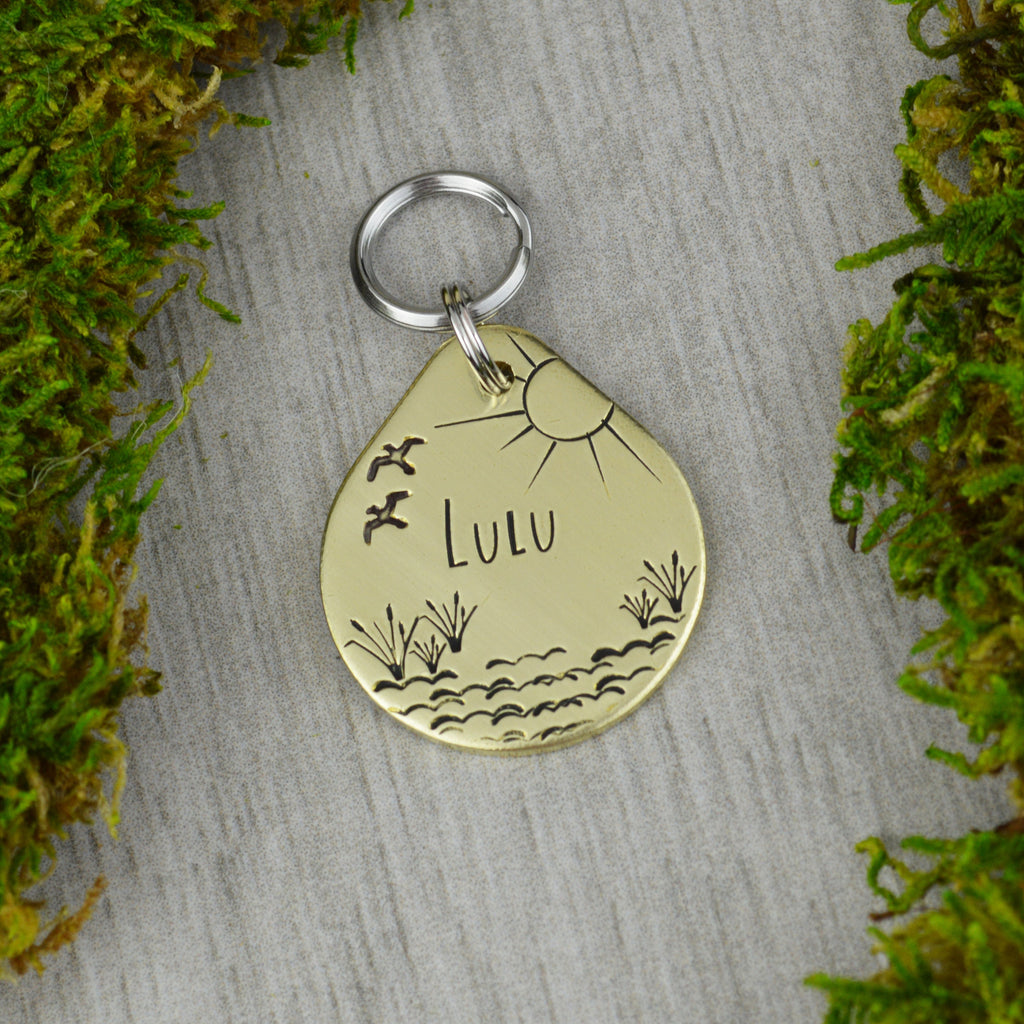Lakeside Afternoon Handstamped Pet ID Tag 