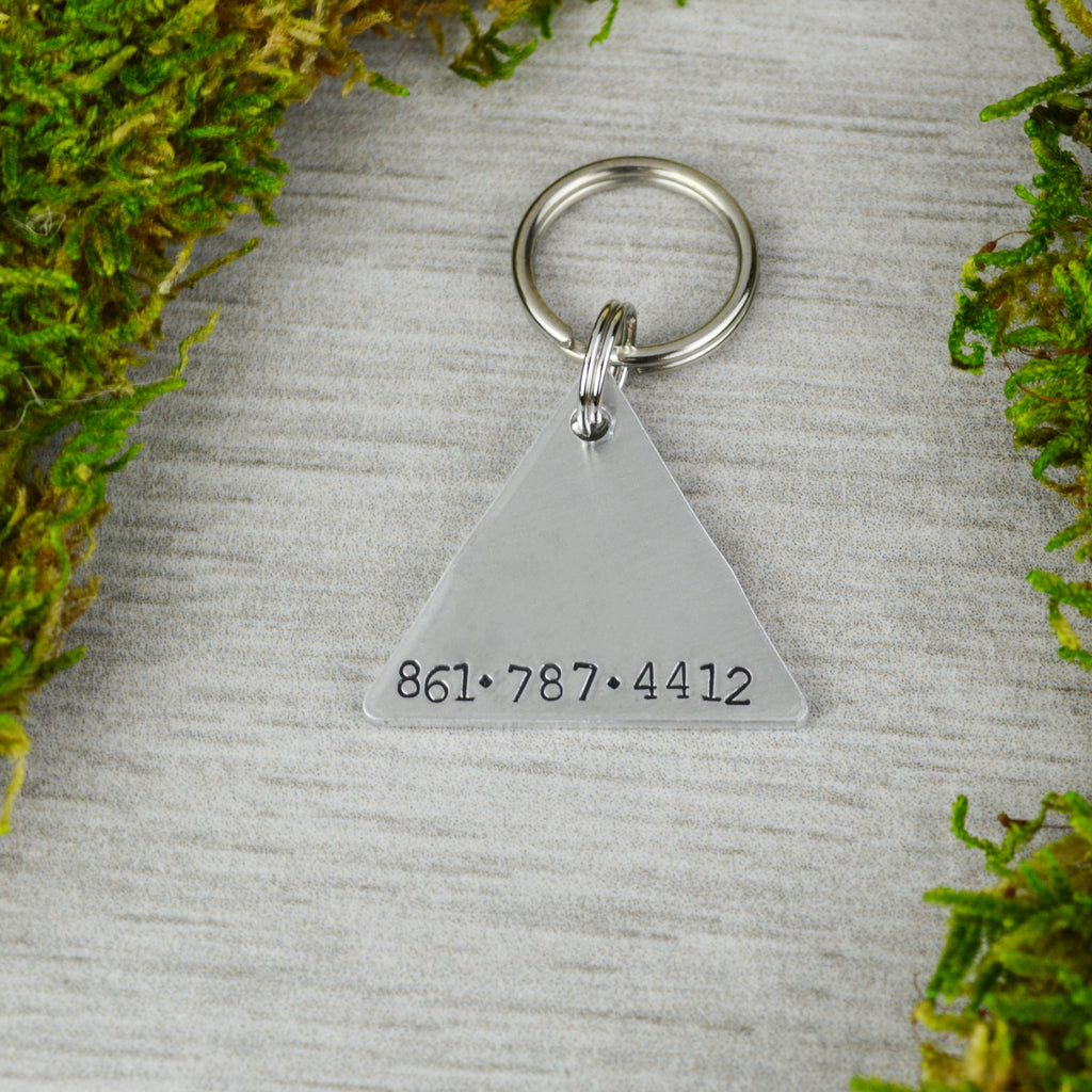 Wildflower Handstamped Triangle Pet ID Tag 