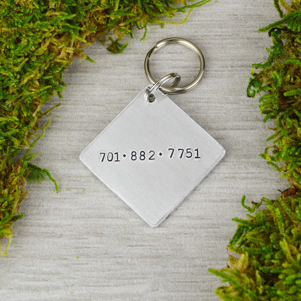 Mountain Lake Handstamped Square Pet ID Tag 