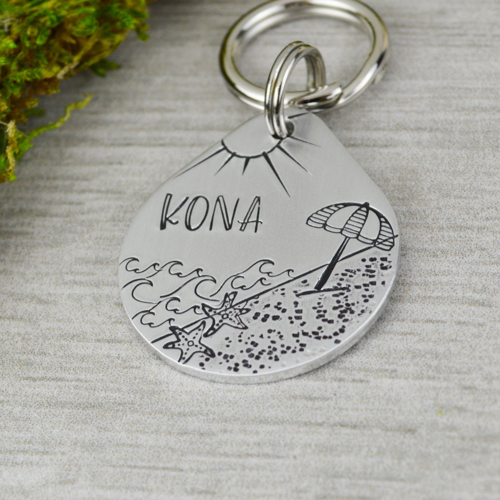 Sunny Shores Handstamped Pet ID Tag 