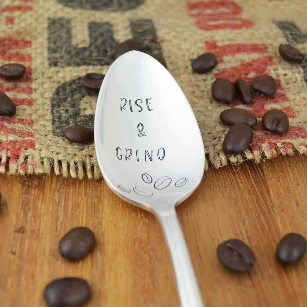 Rise & Grind Hand Stamped Spoon 