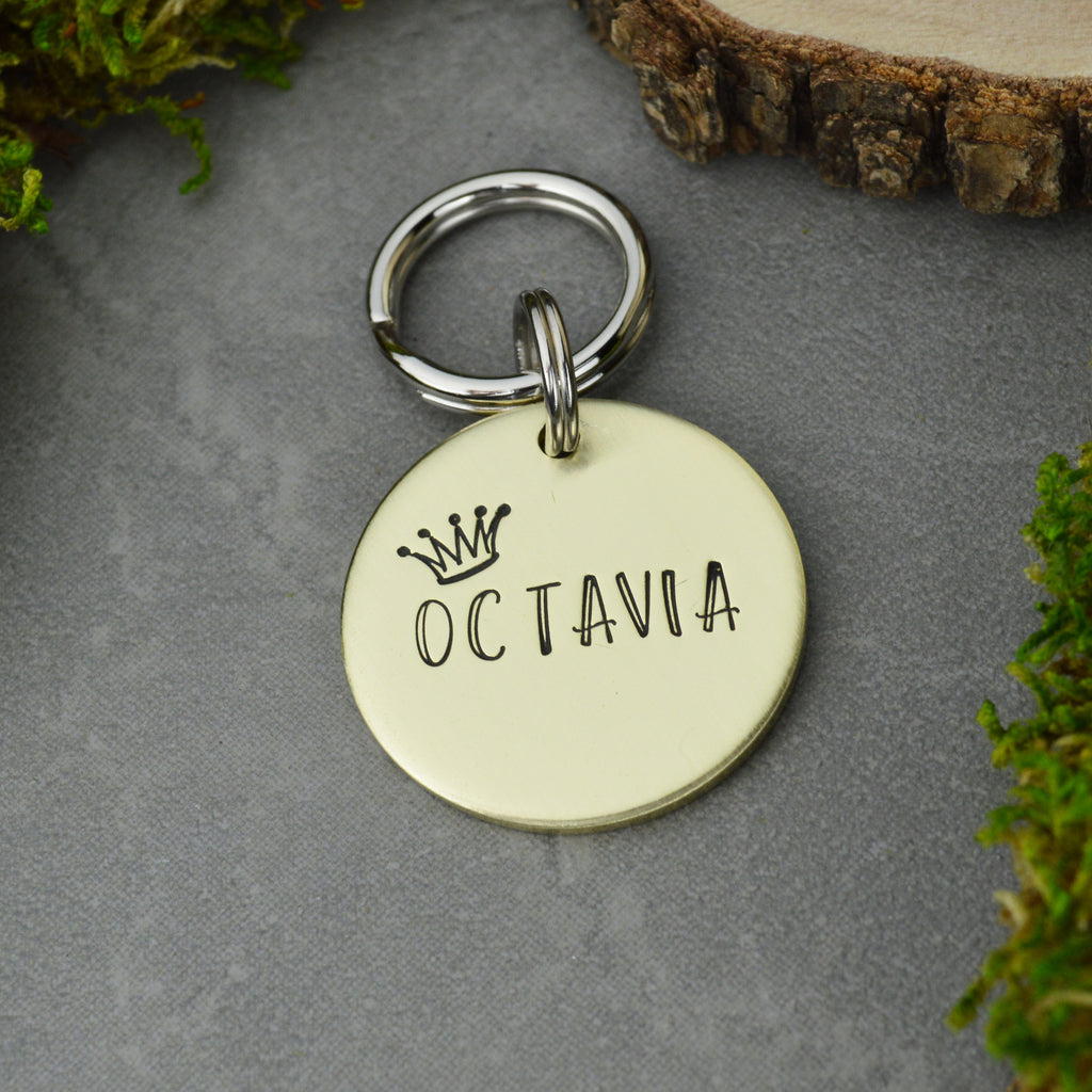 The Queen Handstamped Pet ID Tag 