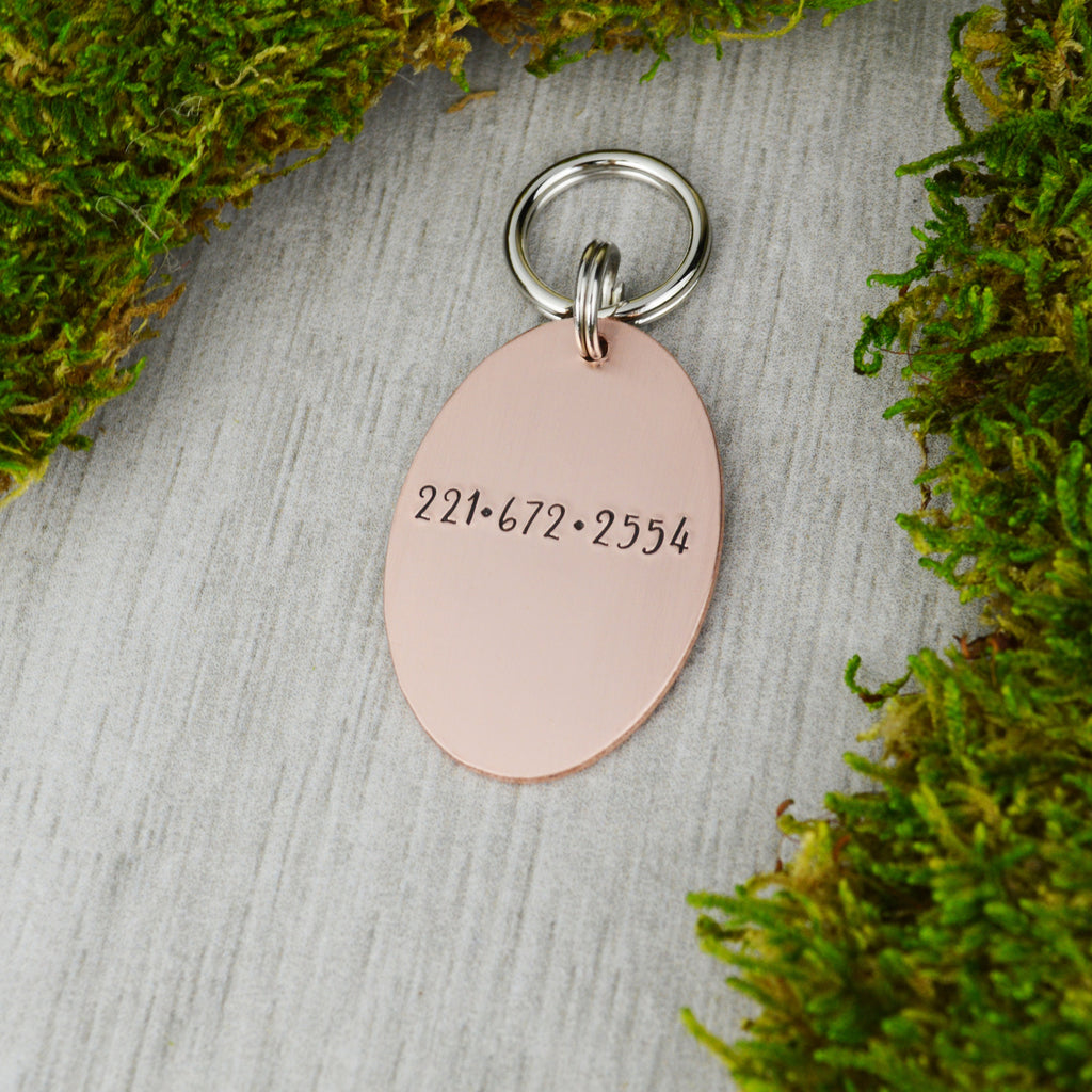 Butterfly in the Dahlias Handstamped Pet ID Tag 