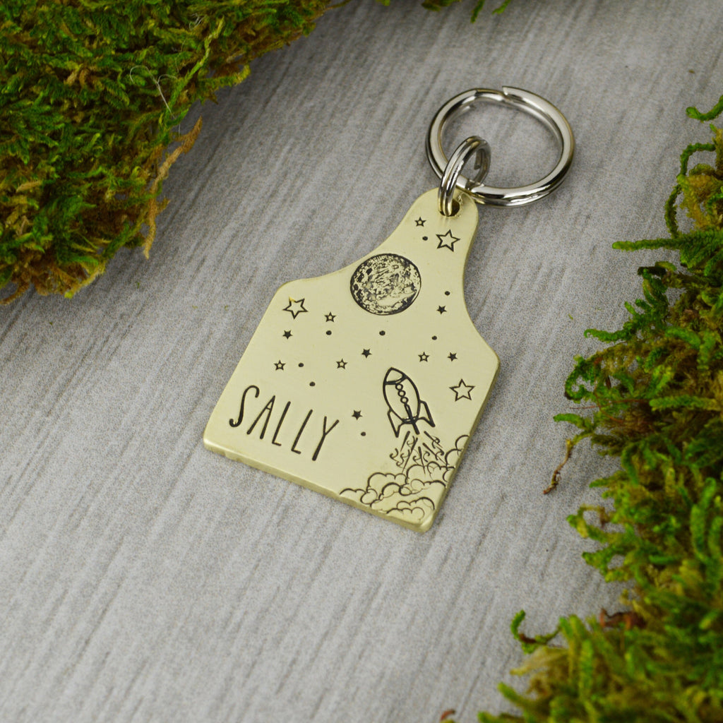Space Race Handstamped Pet ID Tag 
