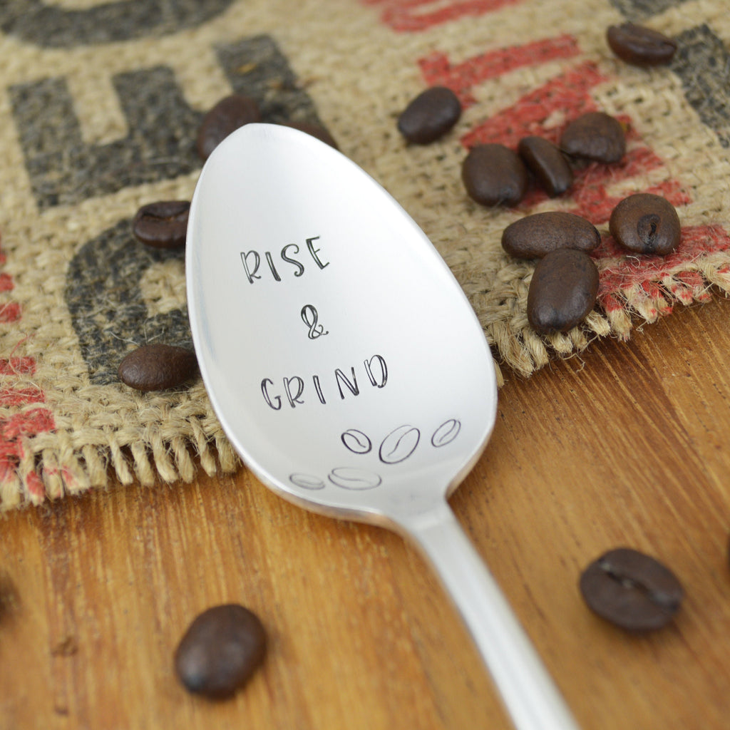 Rise & Grind Hand Stamped Spoon 
