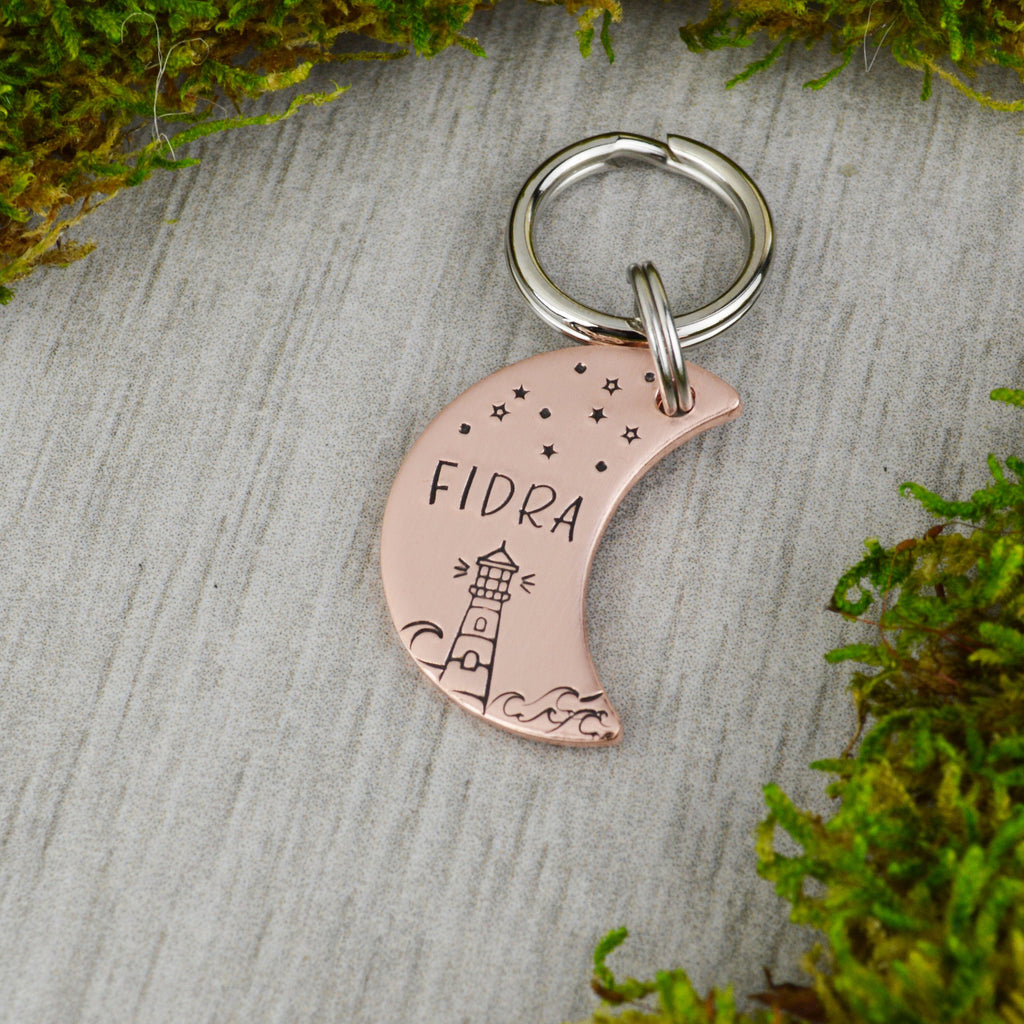 Beacon Moon Handstamped Pet ID Tag 