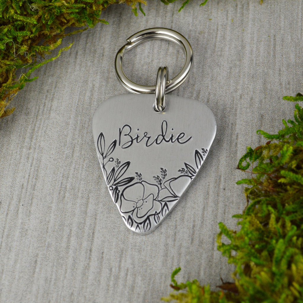 Poppy Blooms Handstamped Pet ID Tag 