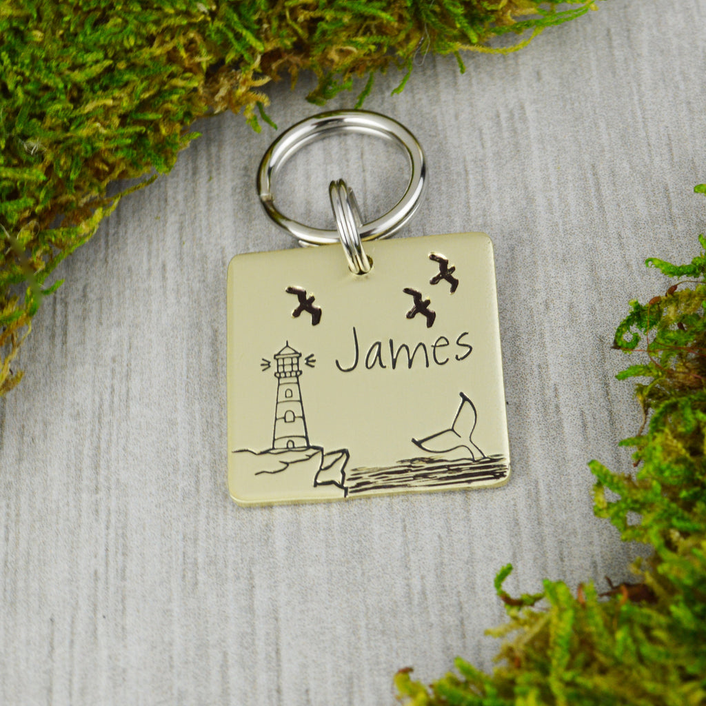 Beacon Handstamped Square Pet ID Tag 