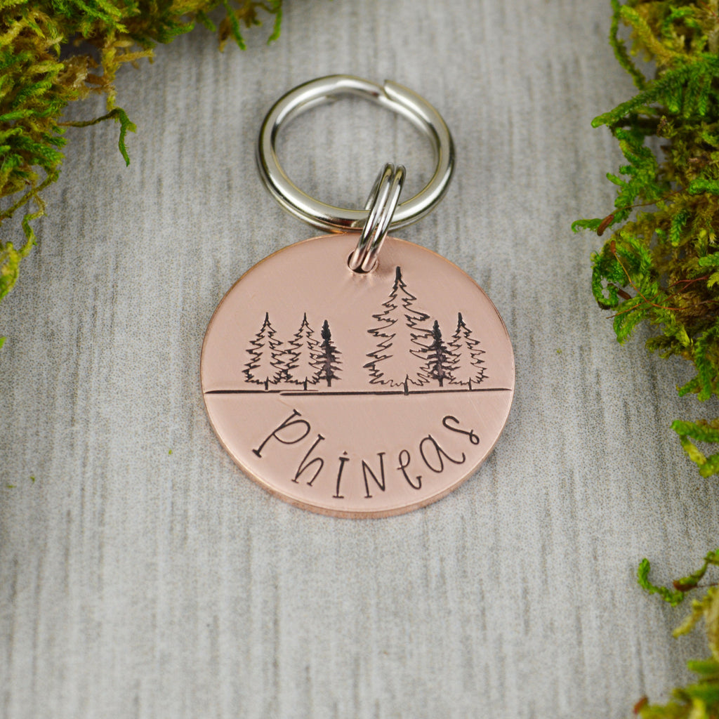 Forest Glade Handstamped Pet ID Tag 
