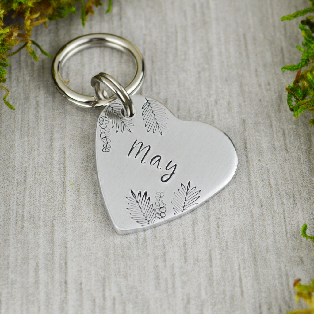 Eucalyptus Handstamped Square Pet ID Tag 