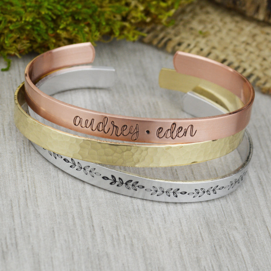 Set of 3 Personalized Mixed Metal Bracelet Stack 