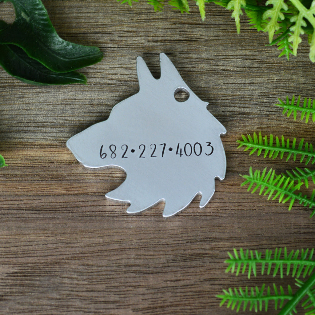 Lupo The Wolf Handstamped Pet ID Tag 