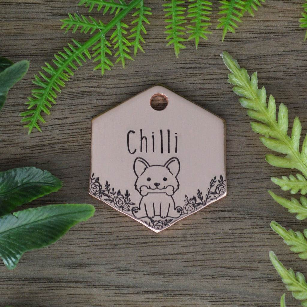 In The Garden Hand Stamped Dog Tag 
