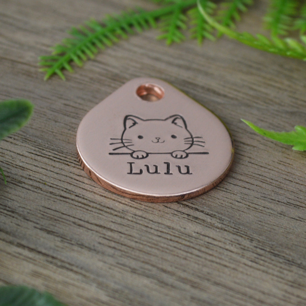 Simple Kitten Hand Stamped Cat Tag 