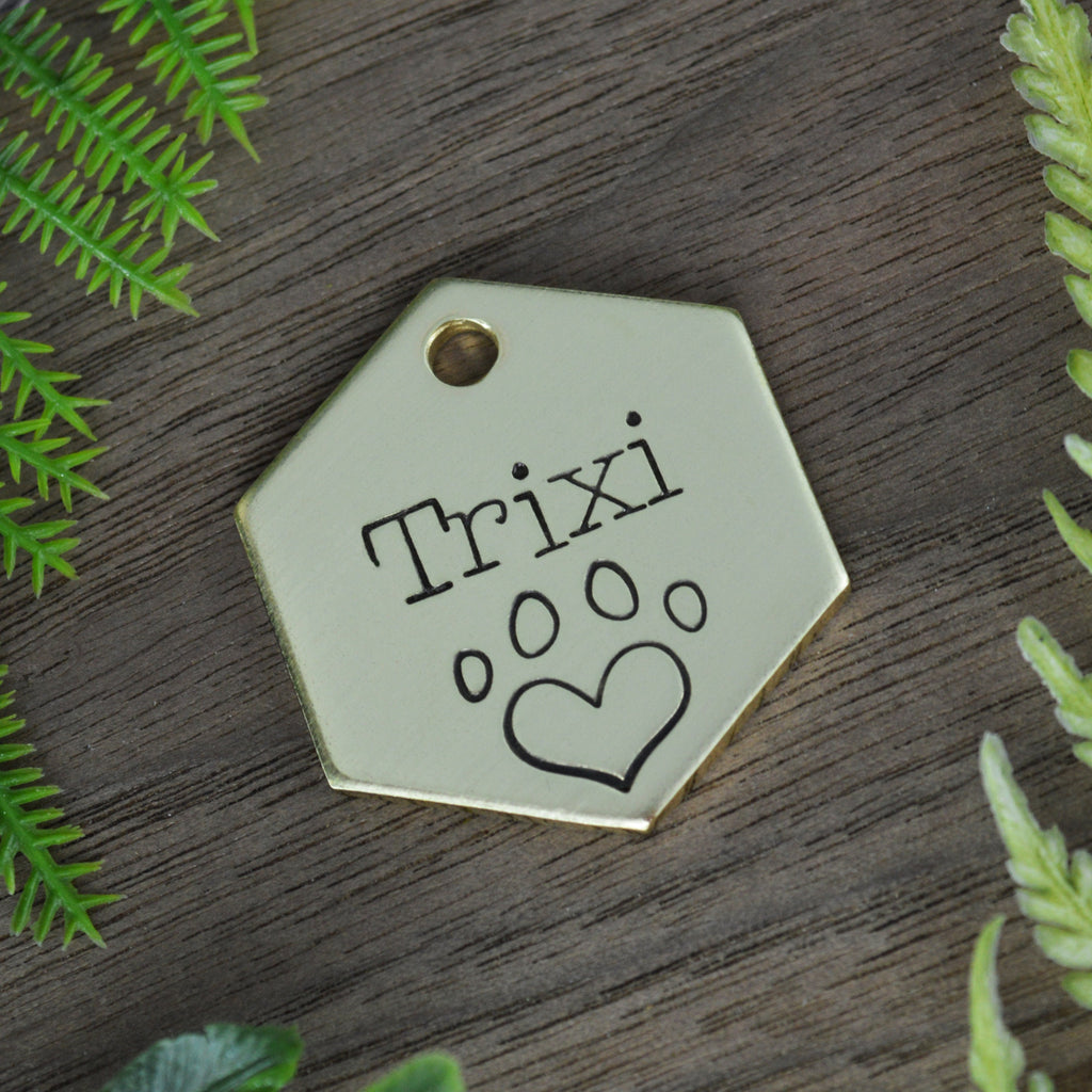 Love Paw Hand Stamped Dog Tag 