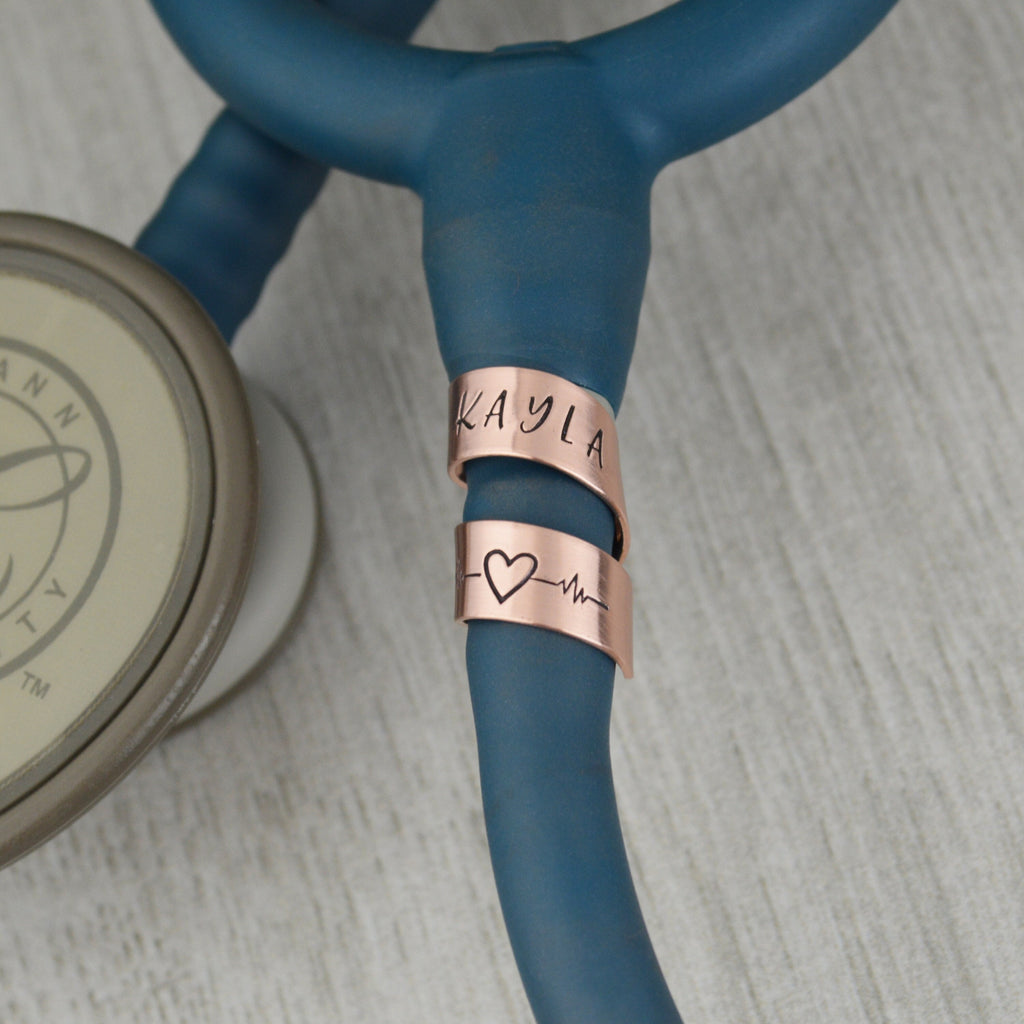 Custom Stethoscope ID Charm • Heartbeat Name Tag • Nurse RN Doctor Midwife Gift • Veterinarian Gift •  Stethoscope Accessories
