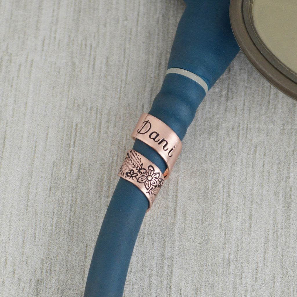 Custom Stethoscope ID Charm • Hawaiian Blooms Name Tag • Nurse RN Doctor Midwife Gift • Veterinarian Gift •  Stethoscope Accessories